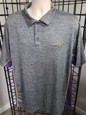 Chiliwear LSU Mens Heathered Gray Performance Polo Shirt XL